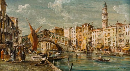Tableaux et dessins  - Venise, pont du Rialto - Eugenio Bonivento "Zeno" (1880 –1956)